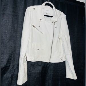 Blank NYC white crepe cotton Moto Jacket XL